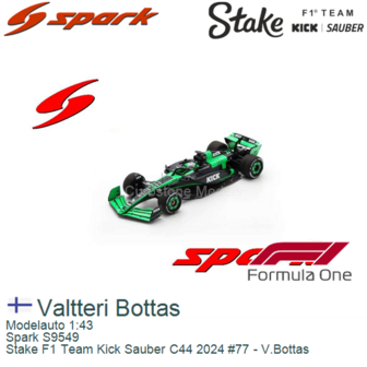 Modelauto 1:43 | Spark S9549 | Stake F1 Team Kick Sauber C44 2024 #77 - V.Bottas