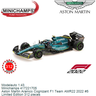 Modelauto 1:43 | Minichamps 417221705 | Aston Martin Aramco Cognizant F1 Team AMR22 2022 #5