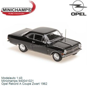 Modelauto 1:43 | Minichamps 940041021 | Opel Rekord A Coupe Zwart 1962