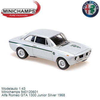 Modelauto 1:43 | Minichamps 940120601 | Alfa Romeo GTA 1300 Junior Silver 1968
