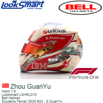 Helm 1:5 | Looksmart LSHEL010 | Bell Helmet | Scuderia Ferrari 2025 #24 - Z.GuanYu