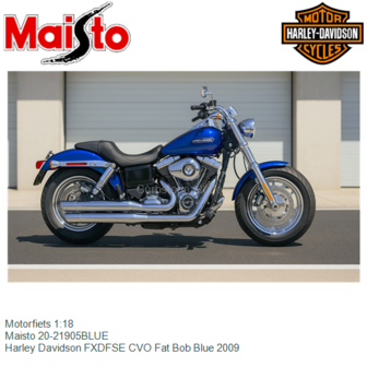 Motorfiets 1:18 | Maisto 20-21905BLUE | Harley Davidson FXDFSE CVO Fat Bob Blue 2009