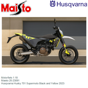 Motorfiets 1:18 | Maisto 20-23091 | Husqvarna Husky 701 Supermoto Black and Yellow 2023