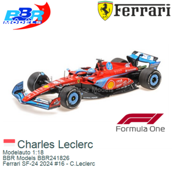 Modelauto 1:18 | BBR Models BBR241826 | Ferrari SF-24 2024 #16 - C.Leclerc