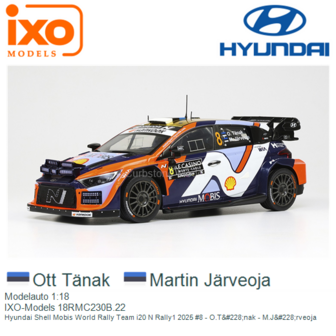 Modelauto 1:18 | IXO-Models 18RMC230B.22 | Hyundai Shell Mobis World Rally Team i20 N Rally1 2025 #8 - O.T&amp;#228;nak - M.J&amp;a