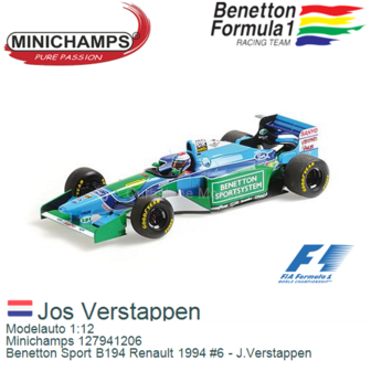 Modelauto 1:12 | Minichamps 127941206 | Benetton Sport B194 Renault 1994 #6 - J.Verstappen