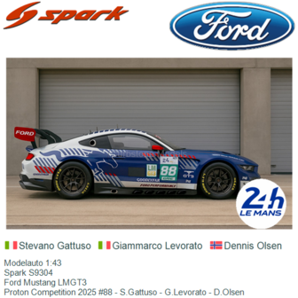 Modelauto 1:43 | Spark S9304 | Ford Mustang LMGT3 | Proton Competition 2025 #88 - S.Gattuso - G.Levorato - D.Olsen