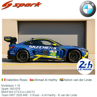 Modelauto 1:18 | Spark 18S1079 | BMW M4 GT3 Evo LMGT3 | Team WRT 2025 #46 - V.Rossi - A.Al Harthy - K.van der Linde