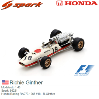 Modelauto 1:43 | Spark S6221 | Honda Racing RA273 1966 #18 - R.Ginther