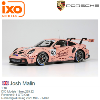 1:18 | IXO-Models 18rmc225.22 | Porsche 911 GT3 Cup | Roslandgold.racing 2023 #90 - J.Malin 