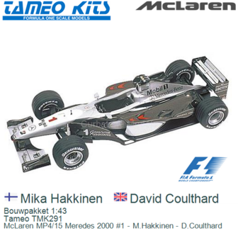 Bouwpakket 1:43 | Tameo TMK291 | McLaren MP4/15 Meredes 2000 #1 - M.Hakkinen - D.Coulthard