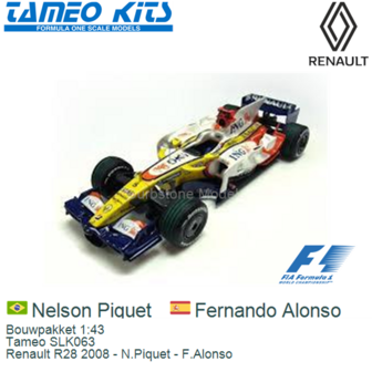 Bouwpakket 1:43 | Tameo SLK063 | Renault R28 2008 - N.Piquet - F.Alonso