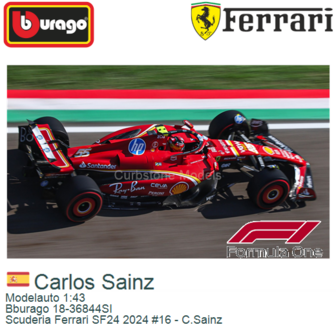 Modelauto 1:43 | Bburago 18-36844SI | Scuderia Ferrari SF24 2024 #16 - C.Sainz