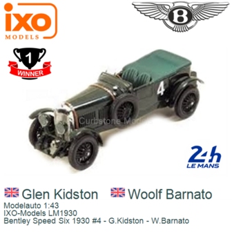 Modelauto 1:43 | IXO-Models LM1930 | Bentley Speed Six 1930 #4 - G.Kidston - W.Barnato