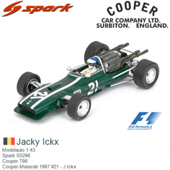 Modelauto 1:43 | Spark S5296 | Cooper T86 | Cooper-Maserati 1967 #21 - J.Ickx
