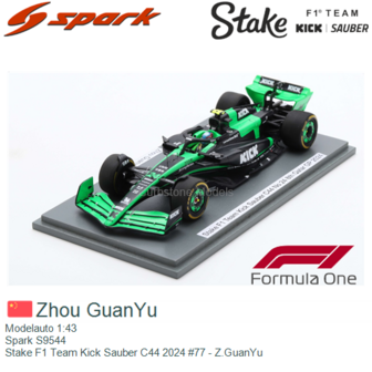Modelauto 1:43 | Spark S9544 | Stake F1 Team Kick Sauber C44 2024 #77 - Z.GuanYu