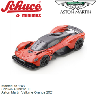 Modelauto 1:43 | Schuco 450926100 | Aston Martin Valkyrie Orange 2021