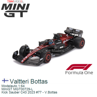 Modelauto 1:64 | MiniGT MGT00729-L | Kick Sauber C43 2023 #77 - V.Bottas