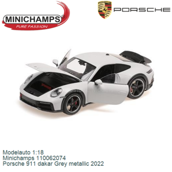Modelauto 1:18 | Minichamps 110062074 | Porsche 911 dakar Grey metallic 2022