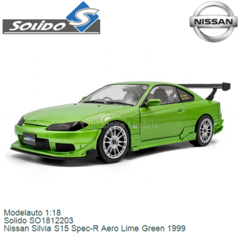 Modelauto 1:18 | Solido SO1812203 | Nissan Silvia S15 Spec-R Aero Lime Green 1999