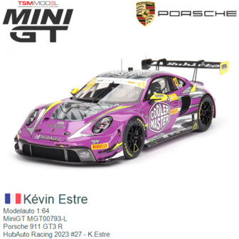 Modelauto 1:64 | MiniGT MGT00793-L | Porsche 911 GT3 R | HubAuto Racing 2023 #27 - K.Estre