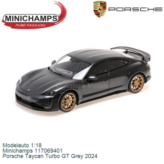 Modelauto 1:18 | Minichamps 117069401 | Porsche Taycan Turbo GT Grey 2024