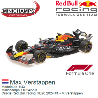 Modelauto 1:43 | Minichamps 110242201 | Oracle Red Bull racing RB20 2024 #1 - M.Verstappen