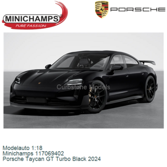 Modelauto 1:18 | Minichamps 117069402 | Porsche Taycan GT Turbo Black 2024