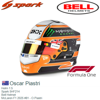 Helm 1:5 | Spark 5HF214 | Bell Helmet | McLaren F1 2025 #81 - O.Piastri