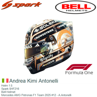 Helm 1:5 | Spark 5HF216 | Bell Helmet | Mercedes AMG Petronas F1 Team 2025 #12 - A.Antonelli