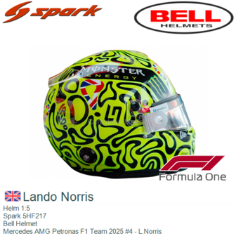 Helm 1:5 | Spark 5HF217 | Bell Helmet | Mercedes AMG Petronas F1 Team 2025 #4 - L.Norris