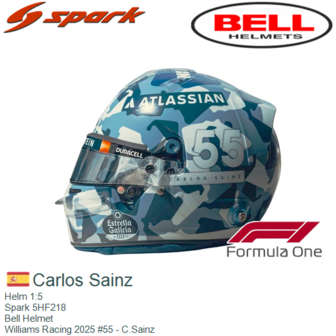 Helm 1:5 | Spark 5HF218 | Bell Helmet | Williams Racing 2025 #55 - C.Sainz