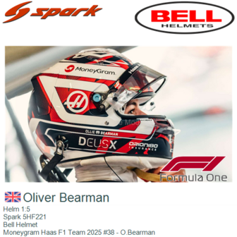 Helm 1:5 | Spark 5HF221 | Bell Helmet | Moneygram Haas F1 Team 2025 #38 - O.Bearman