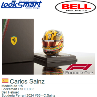 Modelauto 1:5 | Looksmart LSHEL005 | Bell Helmet | Scuderia Ferrari 2024 #55 - C.Sainz