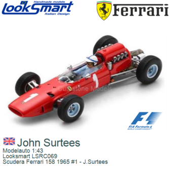 Modelauto 1:43 | Looksmart LSRC069 | Scudera Ferrari 158 1965 #1 - J.Surtees