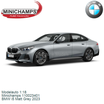 Modelauto 1:18 | Minichamps 110023401 | BMW i5 Matt Grey 2023