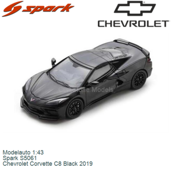 Modelauto 1:43 | Spark S5061 | Chevrolet Corvette C8 Black 2019