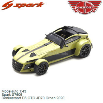 Modelauto 1:43 | Spark S7606 | Donkervoort D8 GTO JD70 Groen 2020