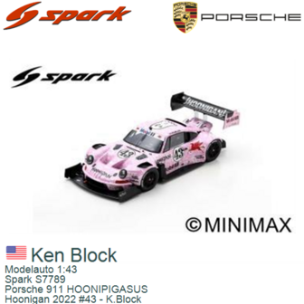 Modelauto 1:43 | Spark S7789 | Porsche 911 HOONIPIGASUS | Hoonigan 2022 #43 - K.Block