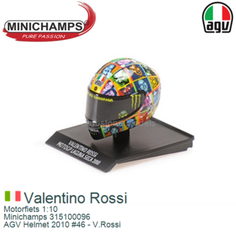 Motorfiets 1:10 | Minichamps 315100096 | AGV Helmet 2010 #46 - V.Rossi