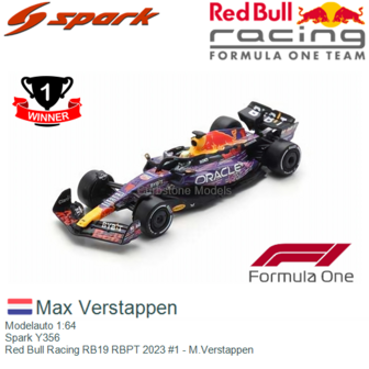 Modelauto 1:64 | Spark Y356 | Red Bull Racing RB19 RBPT 2023 #1 - M.Verstappen