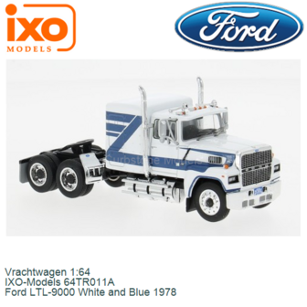 Vrachtwagen 1:64 | IXO-Models 64TR011A | Ford LTL-9000 White and Blue 1978