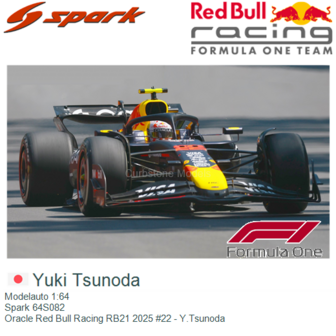 Modelauto 1:64 | Spark 64S082 | Oracle Red Bull Racing RB21 2025 #22 - Y.Tsunoda