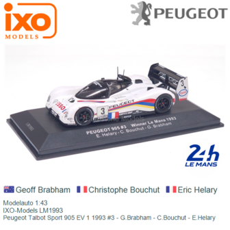 Modelauto 1:43 | IXO-Models LM1993 | Peugeot Talbot Sport 905 EV 1 1993 #3 - G.Brabham - C.Bouchut - E.Helary