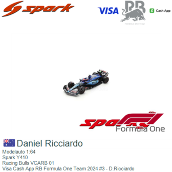 Modelauto 1:64 | Spark Y410 | Racing Bulls VCARB 01 | Visa Cash App RB Formula One Team 2024 #3 - D.Ricciardo