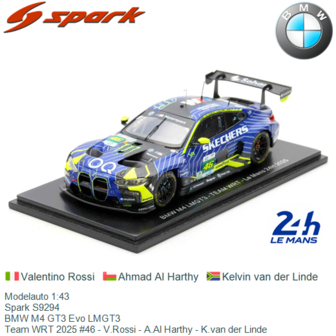 Modelauto 1:43 | Spark S9294 | BMW M4 GT3 Evo LMGT3 | Team WRT 2025 #46 - V.Rossi - A.Al Harthy - K.van der Linde