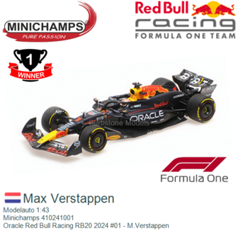 Modelauto 1:43 | Minichamps 410241001 | Oracle Red Bull Racing RB20 2024 #01 - M.Verstappen