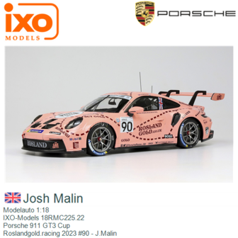 Modelauto 1:18 | IXO-Models 18RMC225.22 | Porsche 911 GT3 Cup | Roslandgold.racing 2023 #90 - J.Malin 