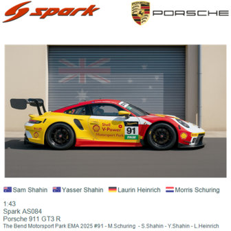 1:43 | Spark AS084 | Porsche 911 GT3 R | The Bend Motorsport Park EMA 2025 #91 - M.Schuring  - S.Shahin - Y.Shahin - L.Heinrich