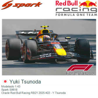 Modelauto 1:43 | Spark S9618 | Oracle Red Bull Racing RB21 2025 #22 - Y.Tsunoda